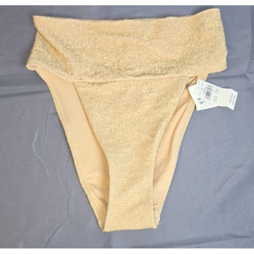 Aerie Gold Glitter Swim Suit Bathing Bottom Size XS New $29.95